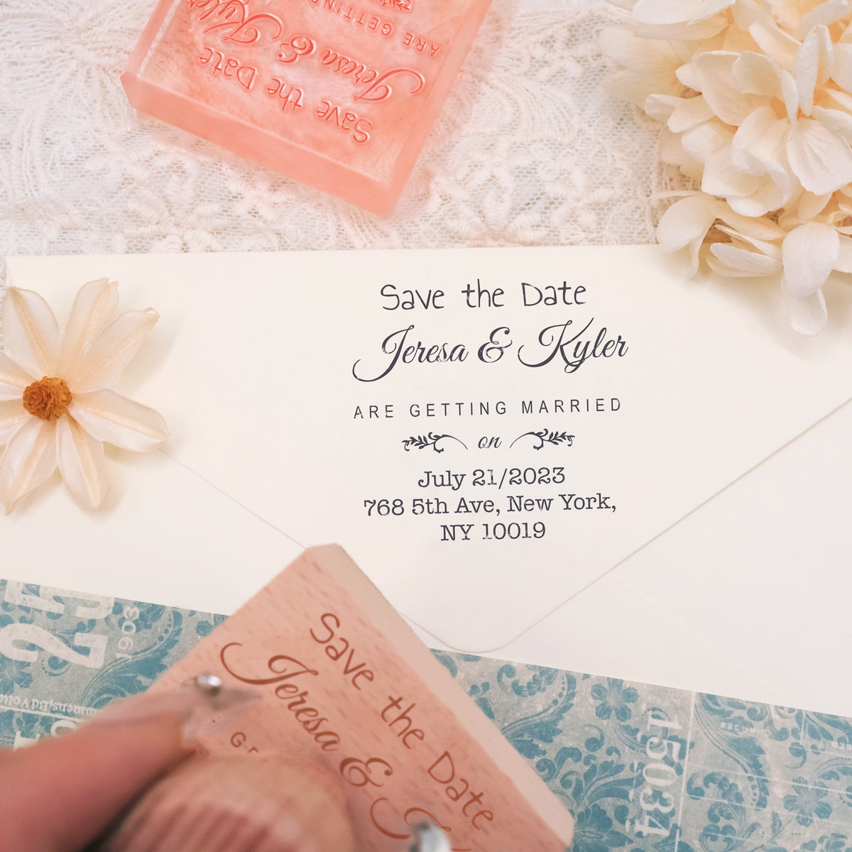 Custom Wedding Save the Date Rubber Stamp-19 3