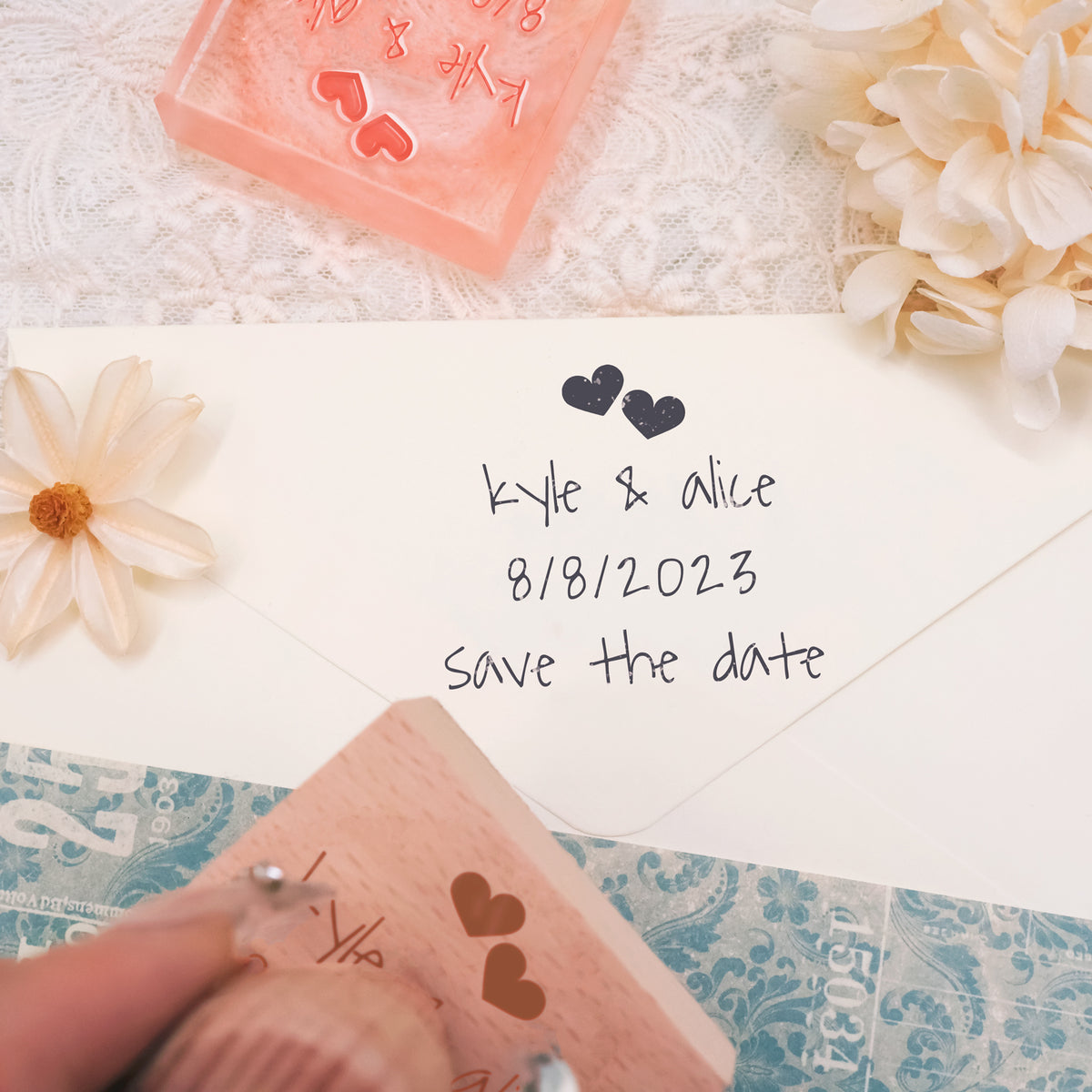 Custom Wedding Save the Date Rubber Stamp-23 3