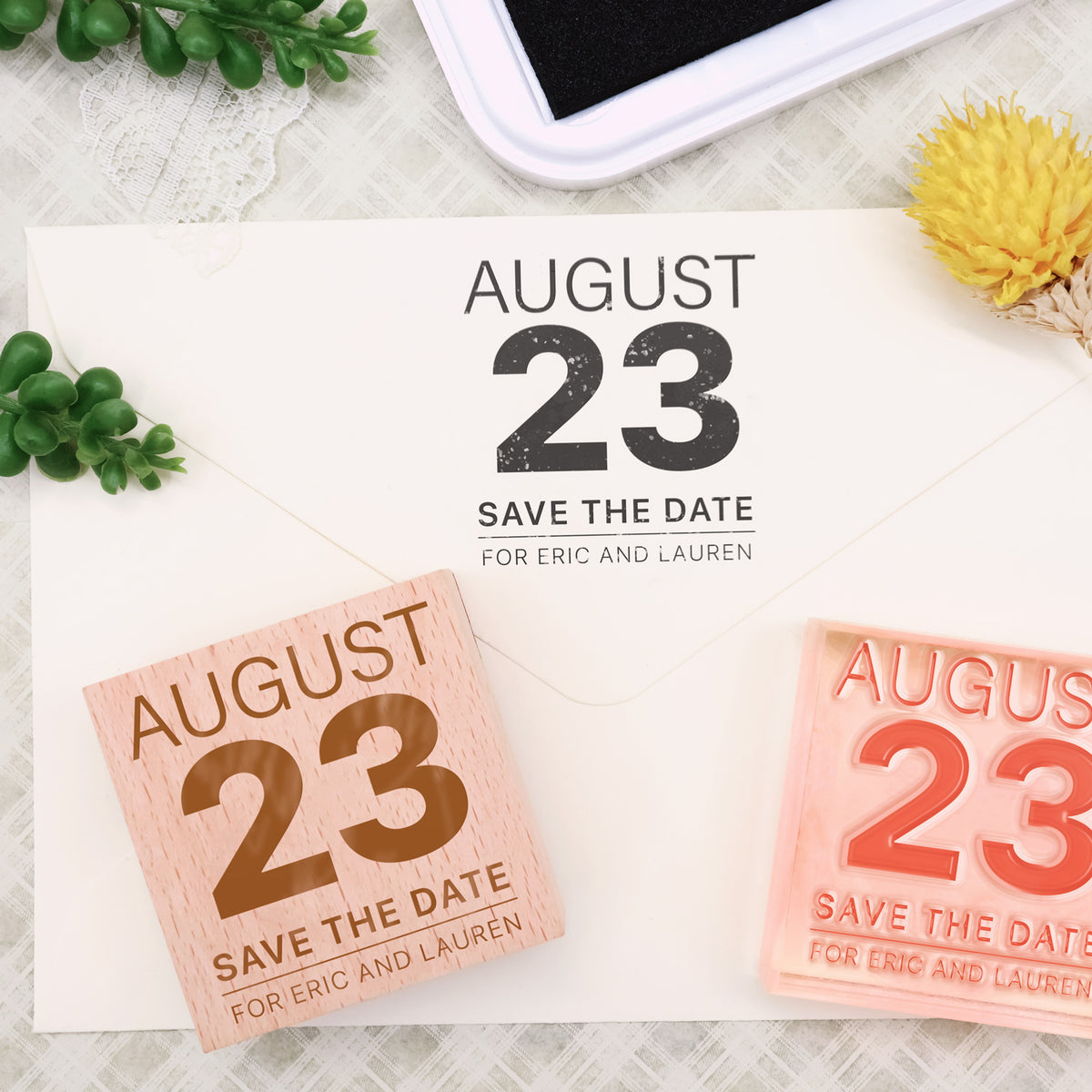 Custom Wedding Save the Date Rubber Stamp-25 1