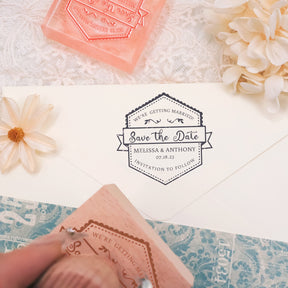 Custom Wedding Save the Date Rubber Stamp-5 3
