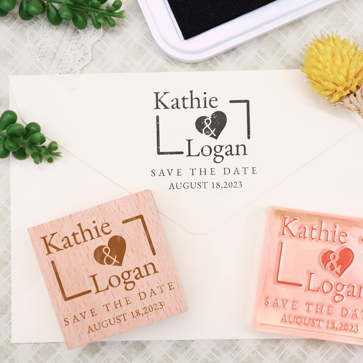 Custom Wedding Save the Date Rubber Stamp-6 1