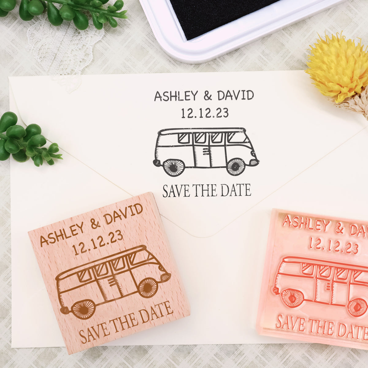 Custom Wedding Save the Date Rubber Stamp-9 1