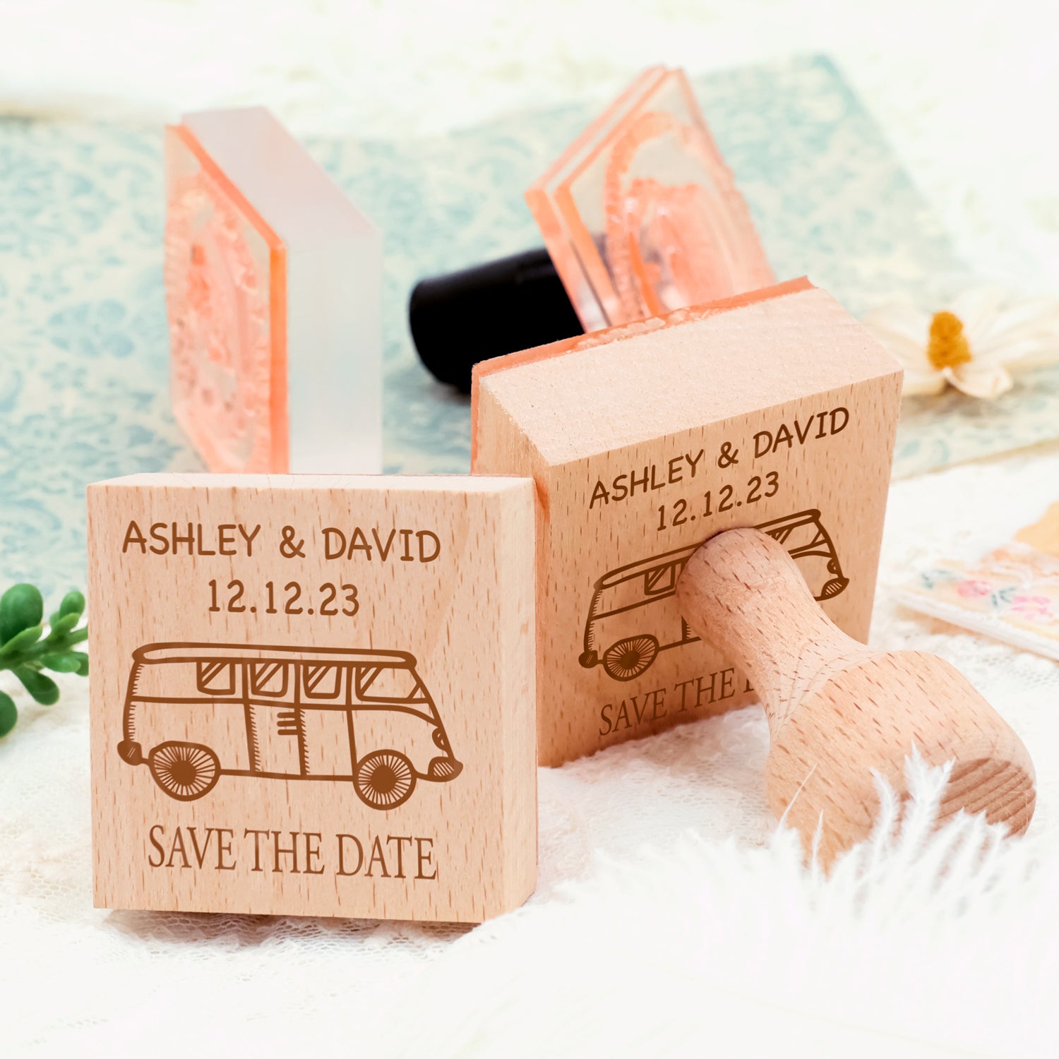Custom Wedding Save the Date Rubber Stamp-9 3