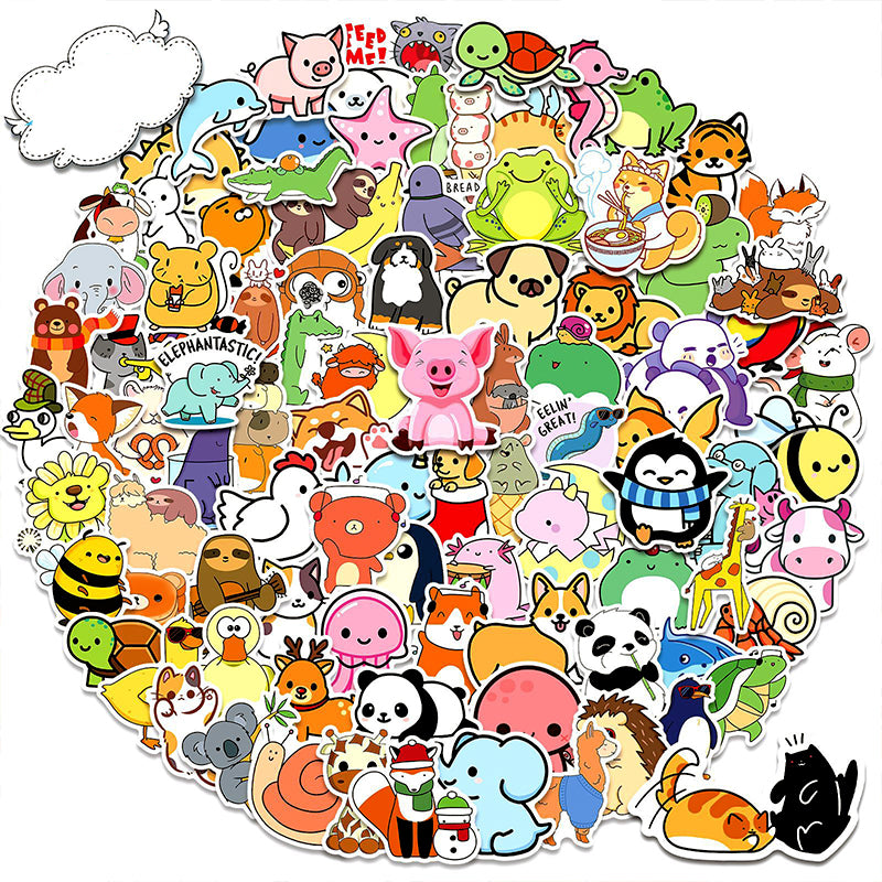 Cute Cartoon Animal Kid Journal Sticker a