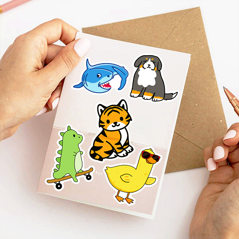 Cute Cartoon Animal Kid Journal Sticker b2