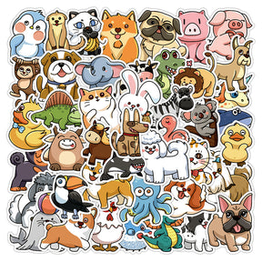 Animal Cute Cartoon Vinyl Stickers - Cat, Dog, Bear, Rabbit, Bird, Zoo2