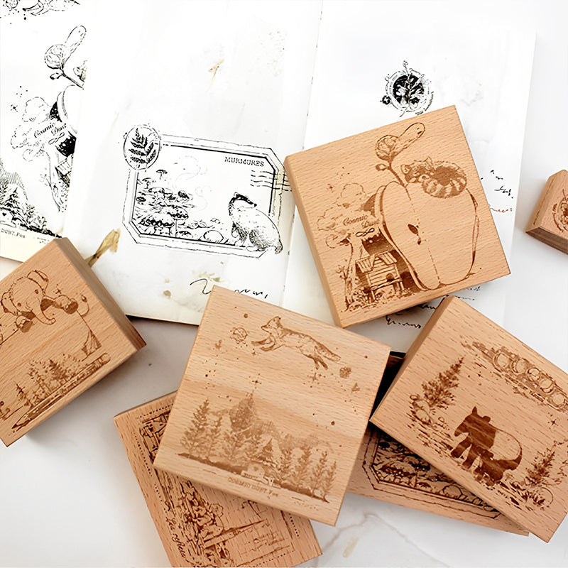 Cute Cartoon Animal Wooden Rubber Stamp a