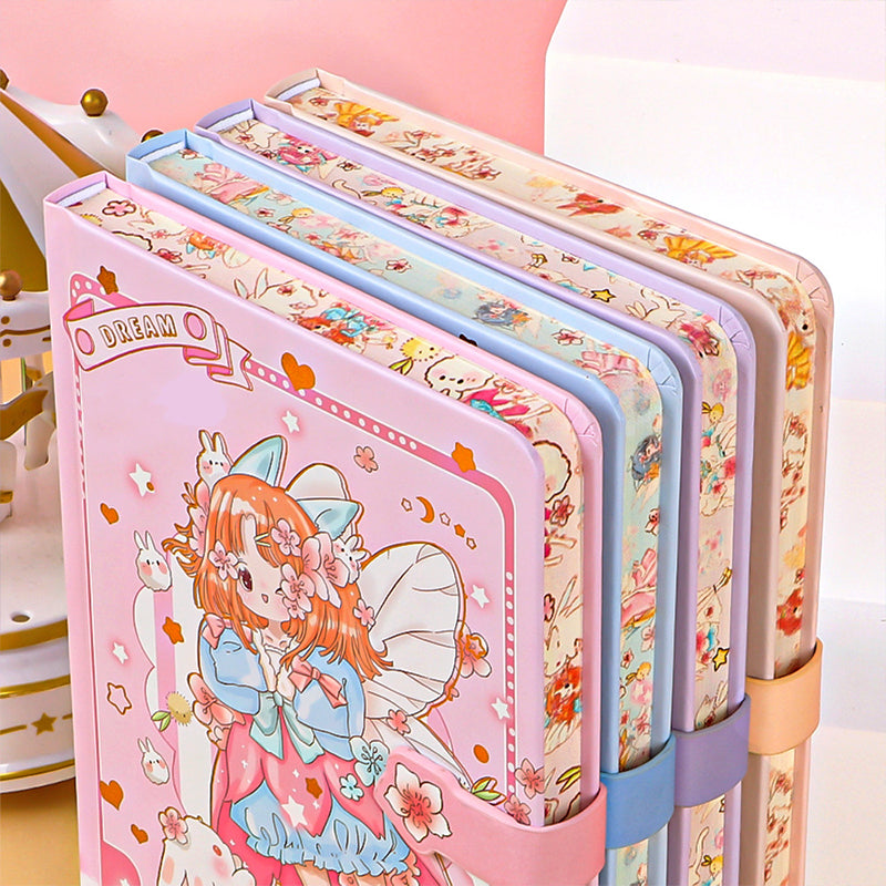 Cute Cartoon Anime Girl Diary Notebook Set c