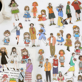 Cute Cartoon Character Washi Sticker Pack b1