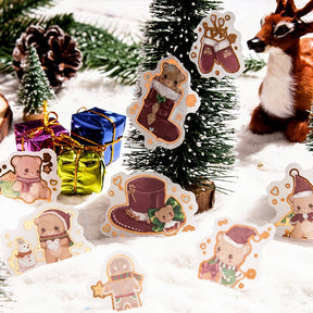 Cute Cartoon Christmas Bronzing Washi Sticker Pack DIY Journal Gift Decoration b4