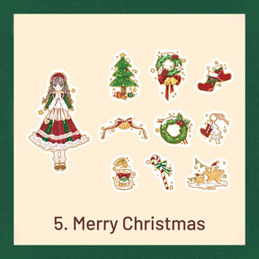 Cute Cartoon Christmas Bronzing Washi Sticker Pack DIY Journal Gift Decoration c