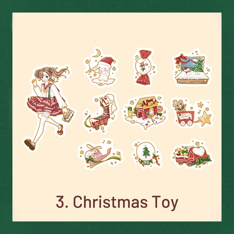 Cute Cartoon Christmas Bronzing Washi Sticker Pack DIY Journal Gift Decoration sku-2