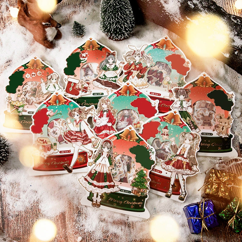 Cute Cartoon Christmas Bronzing Washi Sticker Pack DIY Journal Gift Decoration sku-6