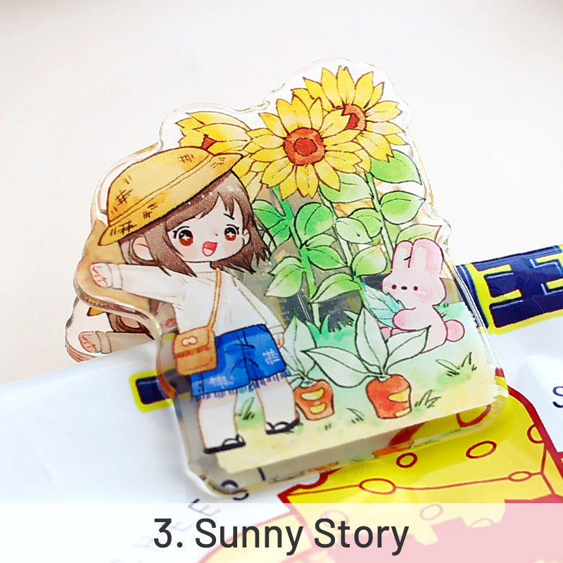 Cute Cartoon Girl Acrylic Binder Clip sku-3