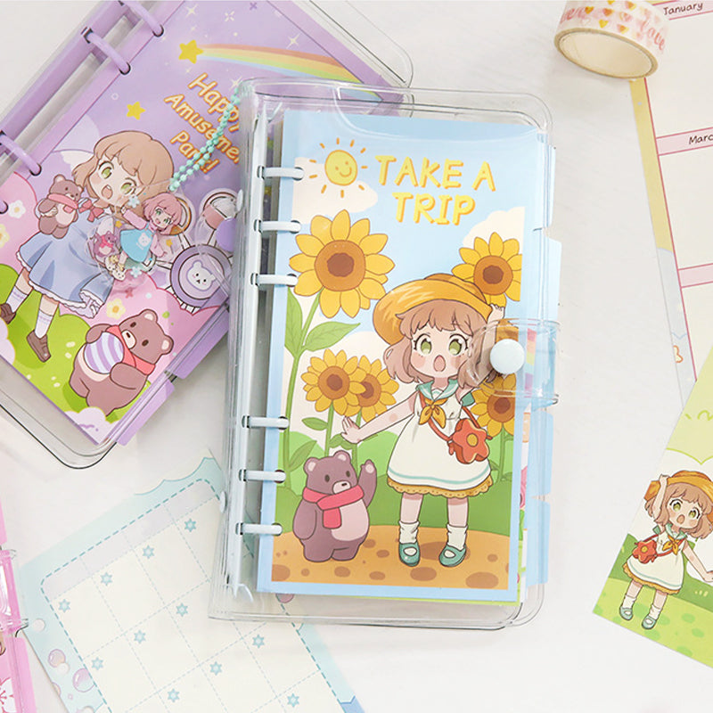 Cute Cartoon Girl Clear Vinyl Loose-Leaf Journal a2