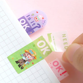 Cute Cartoon Waterproof Tearable Note Stickers c