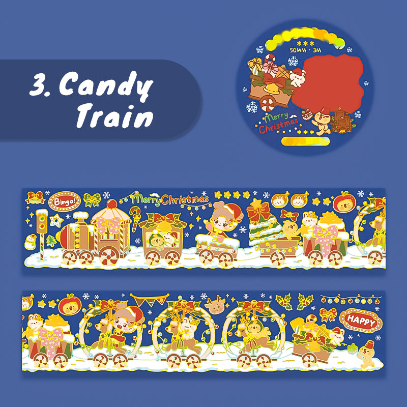Cute Christmas Bronzing Washi Tape Candy-Train