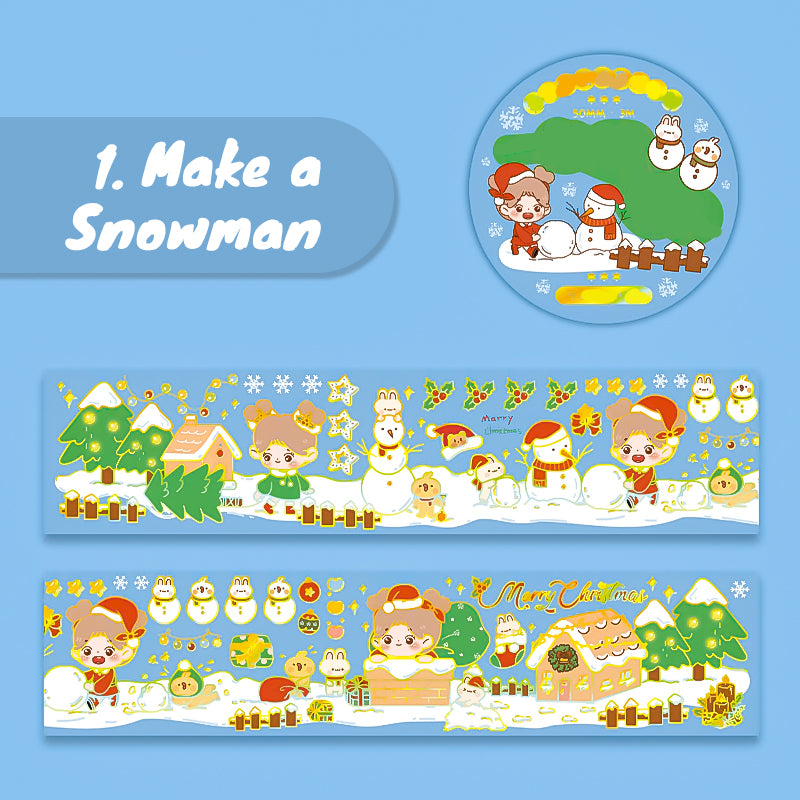 Cute Christmas Bronzing Washi Tape Make-a-Snowman