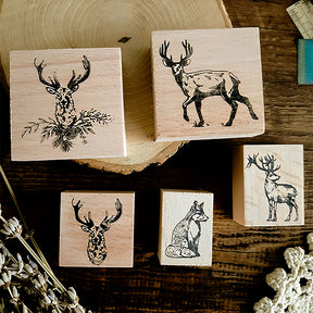 Cute Elk Animal Wooden Rubber Stamp b2
