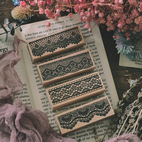 Cute Lace Border Wooden Rubber Stamp a1