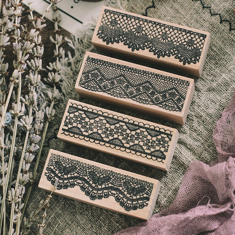 Cute Lace Border Wooden Rubber Stamp a2