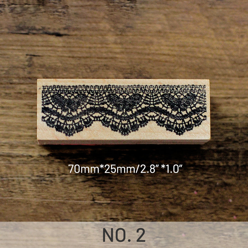 Cute Lace Border Wooden Rubber Stamp sku-2
