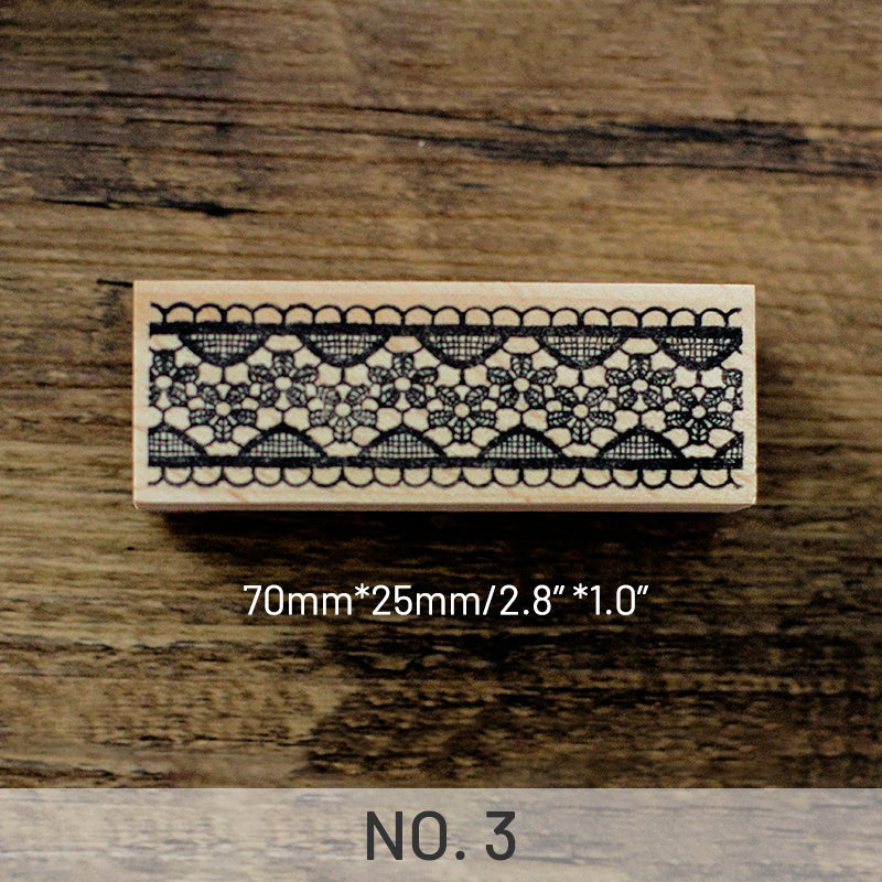 Cute Lace Border Wooden Rubber Stamp sku-3