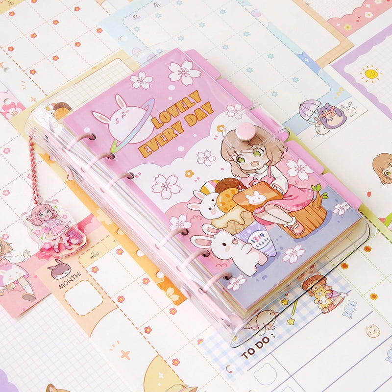 Cute Little Milk Ball Girl Heart Soft Shell Loose-Leaf diary 4