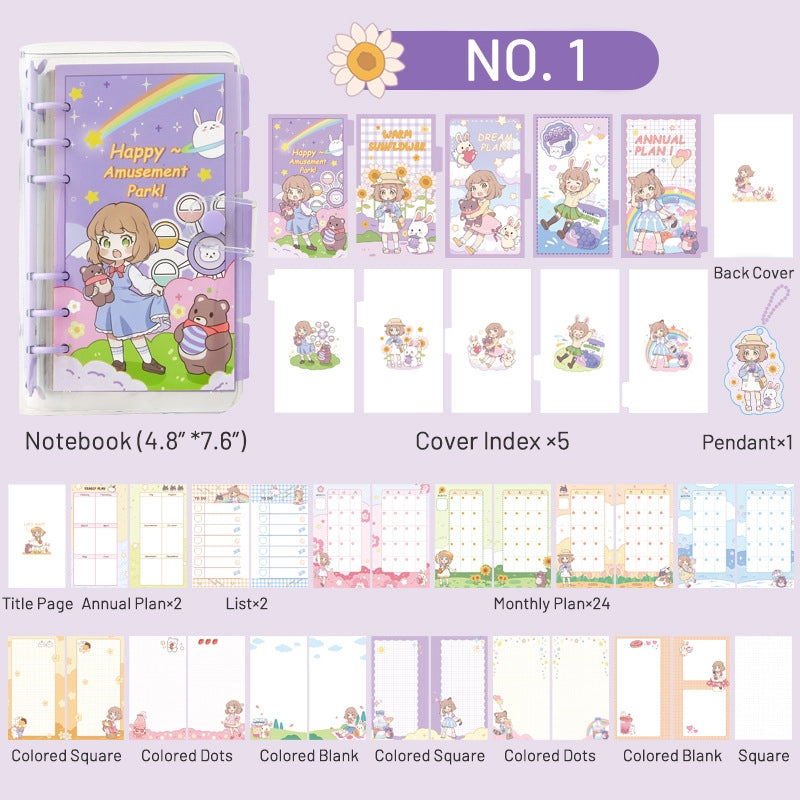 Cute Little Milk Ball Girl Heart Soft Shell Loose-Leaf diary 5