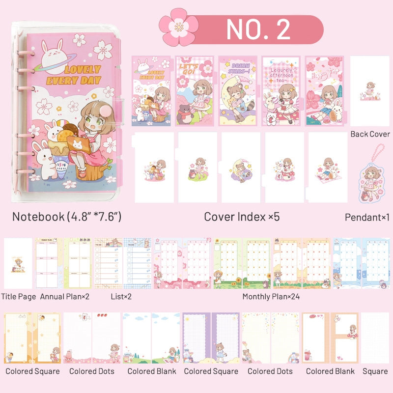 Cute Little Milk Ball Girl Heart Soft Shell Loose-Leaf diary 6