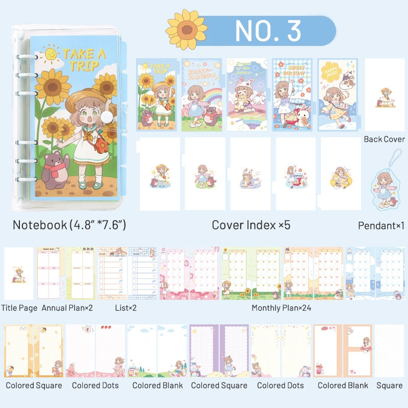 Cute Little Milk Ball Girl Heart Soft Shell Loose-Leaf diary 7