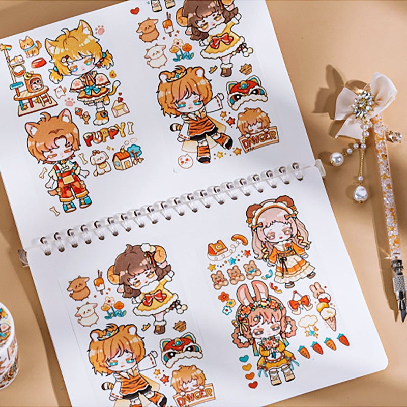 Cute Cartoon Girls Washi Tape | Journal & Planner Decor