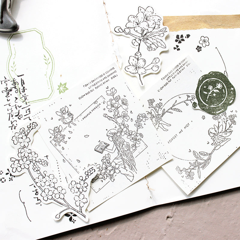 Cute Peach Fairy Wooden Rubber Stamp b