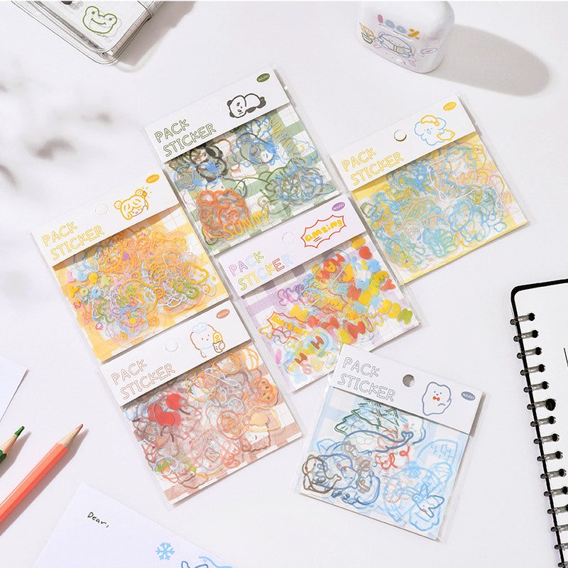 Cute Simple Line Crayon Clear PET Sticker Pack a