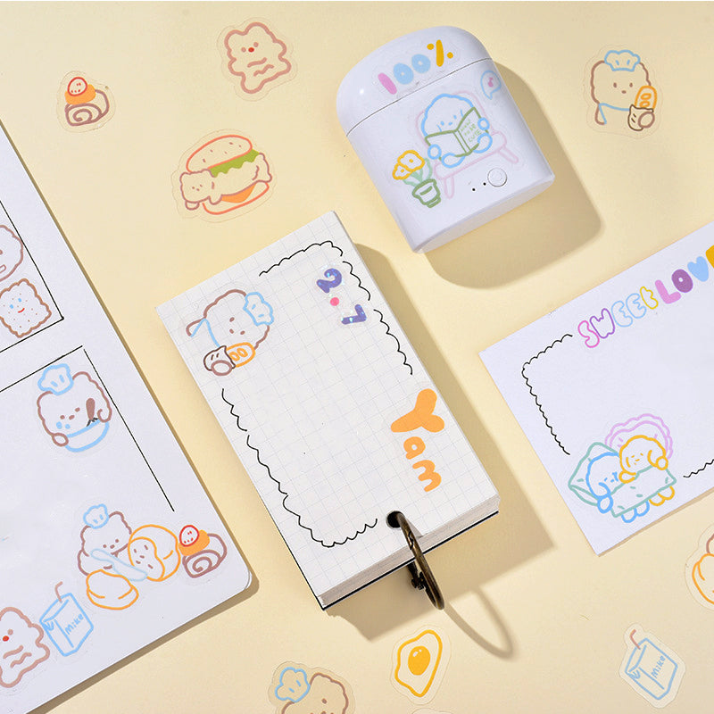 Cute Simple Line Crayon Clear PET Sticker Pack b2