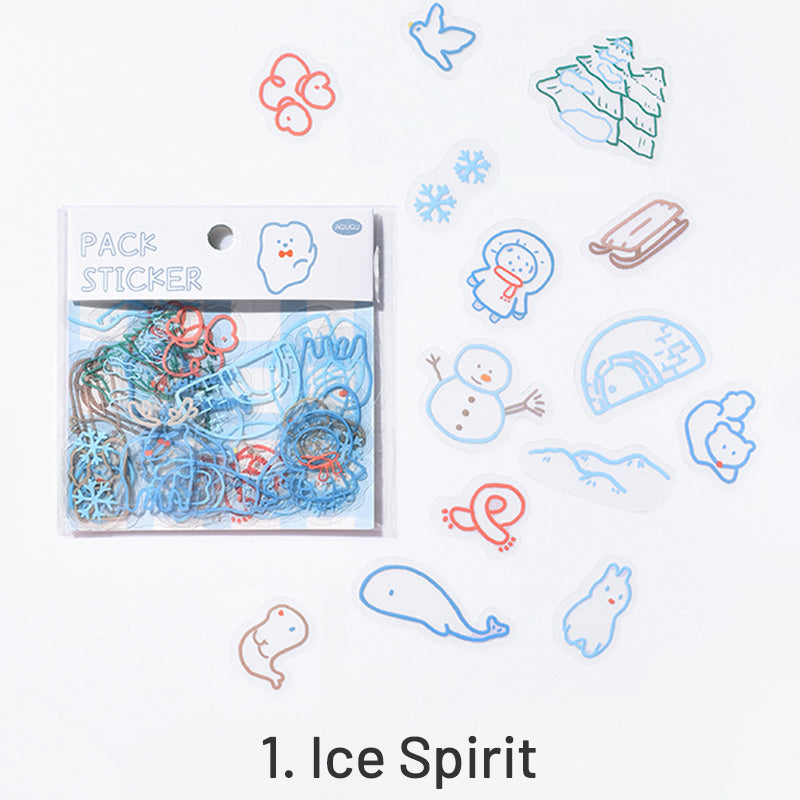 Cute Simple Line Crayon Clear PET Sticker Pack sku-2