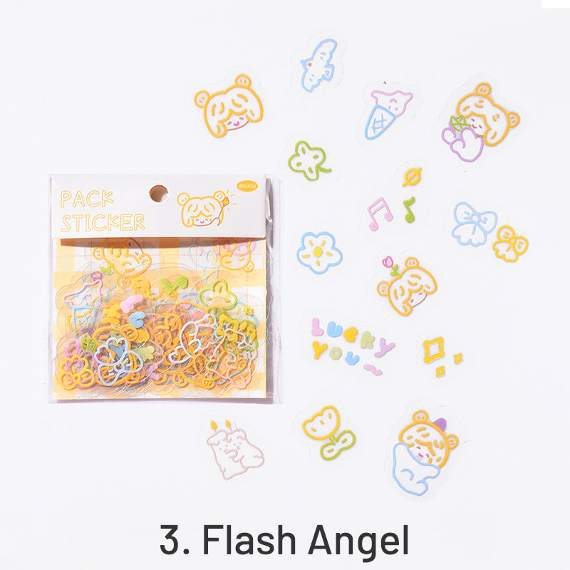 Cute Simple Line Crayon Clear PET Sticker Pack sku-3