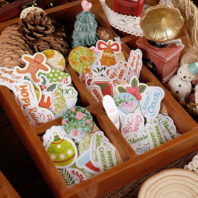 Cute Warm Christmas Oil Painting Irregular Shape Journal Sticker Box Package Snowman Candy Decoration Seals a