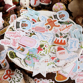 Cute Warm Christmas Oil Painting Irregular Shape Journal Sticker Box Package Snowman Candy Decoration Seals b2