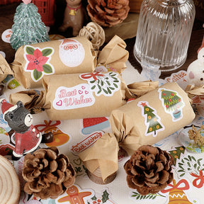 Cute Warm Christmas Oil Painting Irregular Shape Journal Sticker Box Package Snowman Candy Decoration Sealsb1