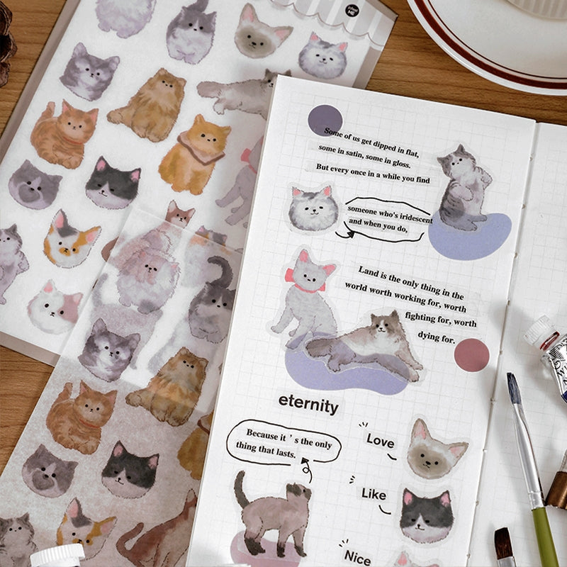 Cutie Washi Sticker Cute Fluffy Animals Rabbit Cat Dog Zoo b1-