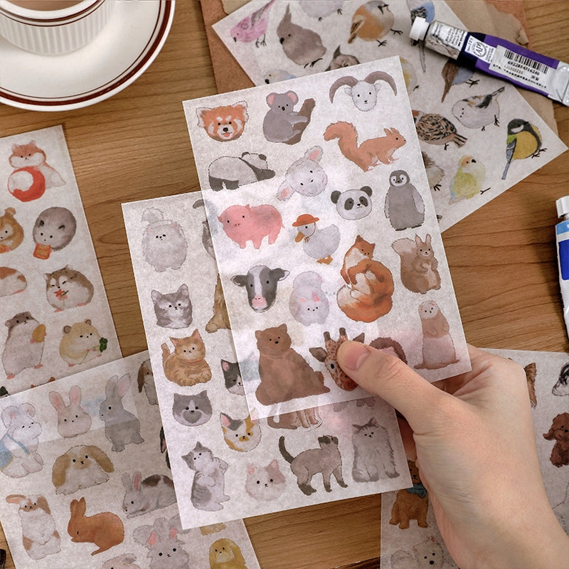 Cutie Washi Sticker Cute Fluffy Animals Rabbit Cat Dog Zoo c