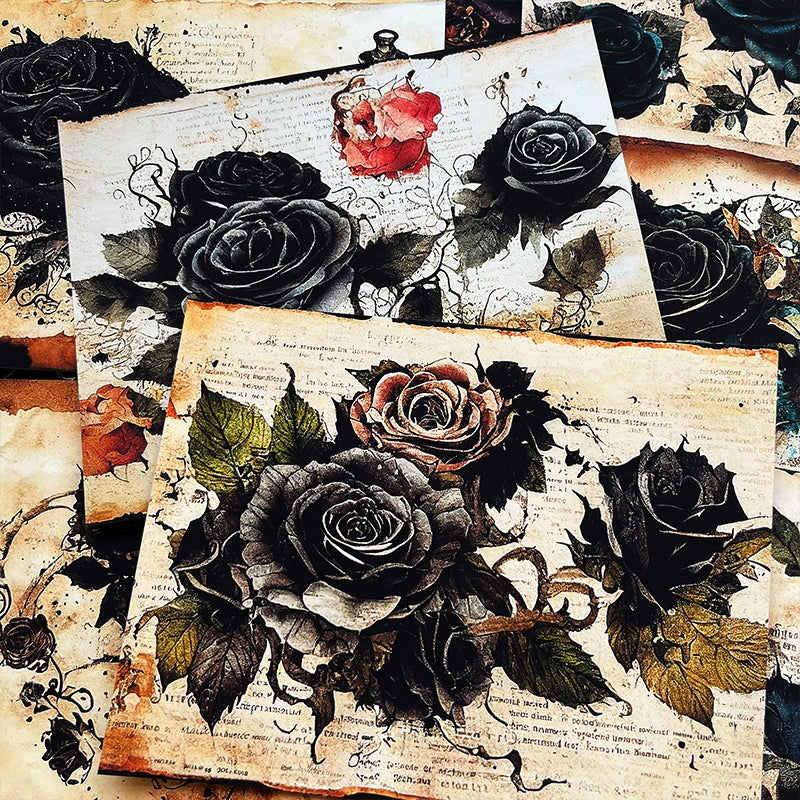 Dark Rose Vintage Junk Journal Background Paper b3