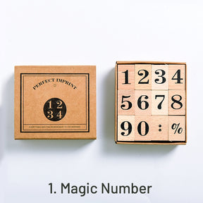 Date & Number Wooden Rubber Stamp Set sku-1