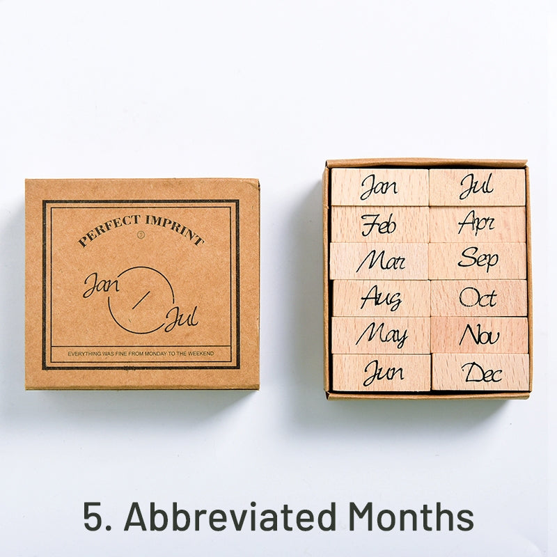 Date & Number Wooden Rubber Stamp Set sku-5