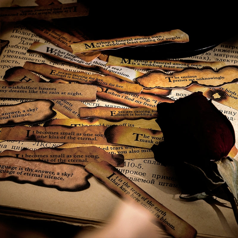 Diary Pieces Burned Long Strip English Sticker Pack b5