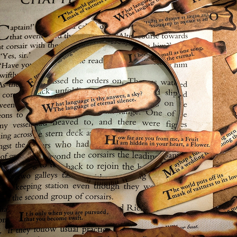Diary Pieces Burned Long Strip English Sticker Pack c