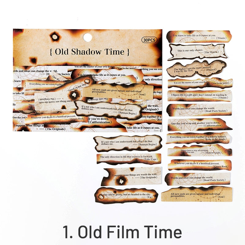 Diary Pieces Burned Long Strip English Sticker Pack sku-1