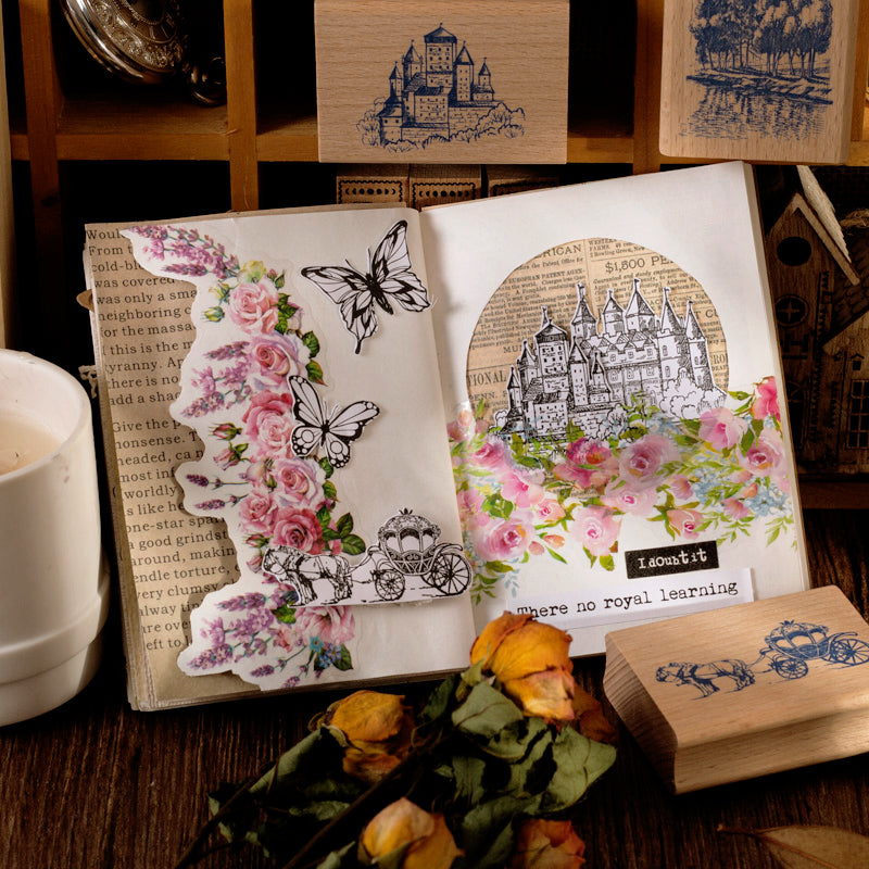 Fantasy Castle Wooden Rubber Stamp b2