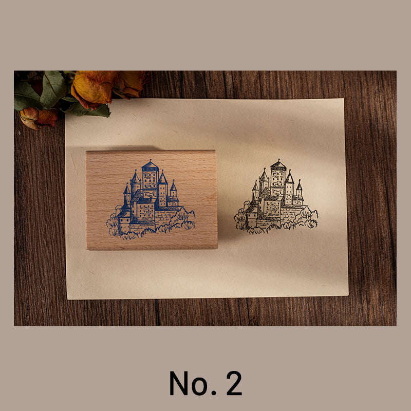 Fantasy Castle Wooden Rubber Stamp sku-1